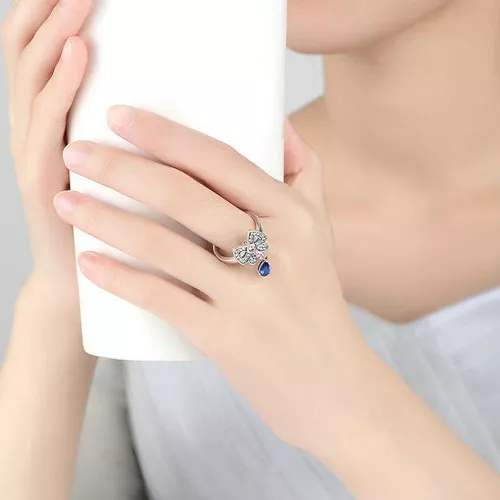 (imagen para) Anillo desmontable de estilo Pandora con mariposa plateada - SCR014 - Ver 2