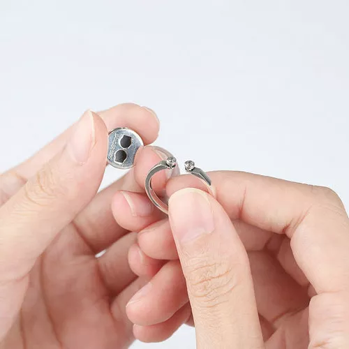 (imagen para) Anillo desmontable de estilo Pandora con mariposa plateada - SCR014 - Ver 3