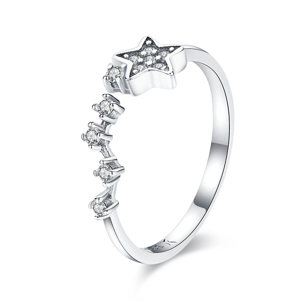 anillo estilo pandora de plata con el secreto de las estrellas scr440
