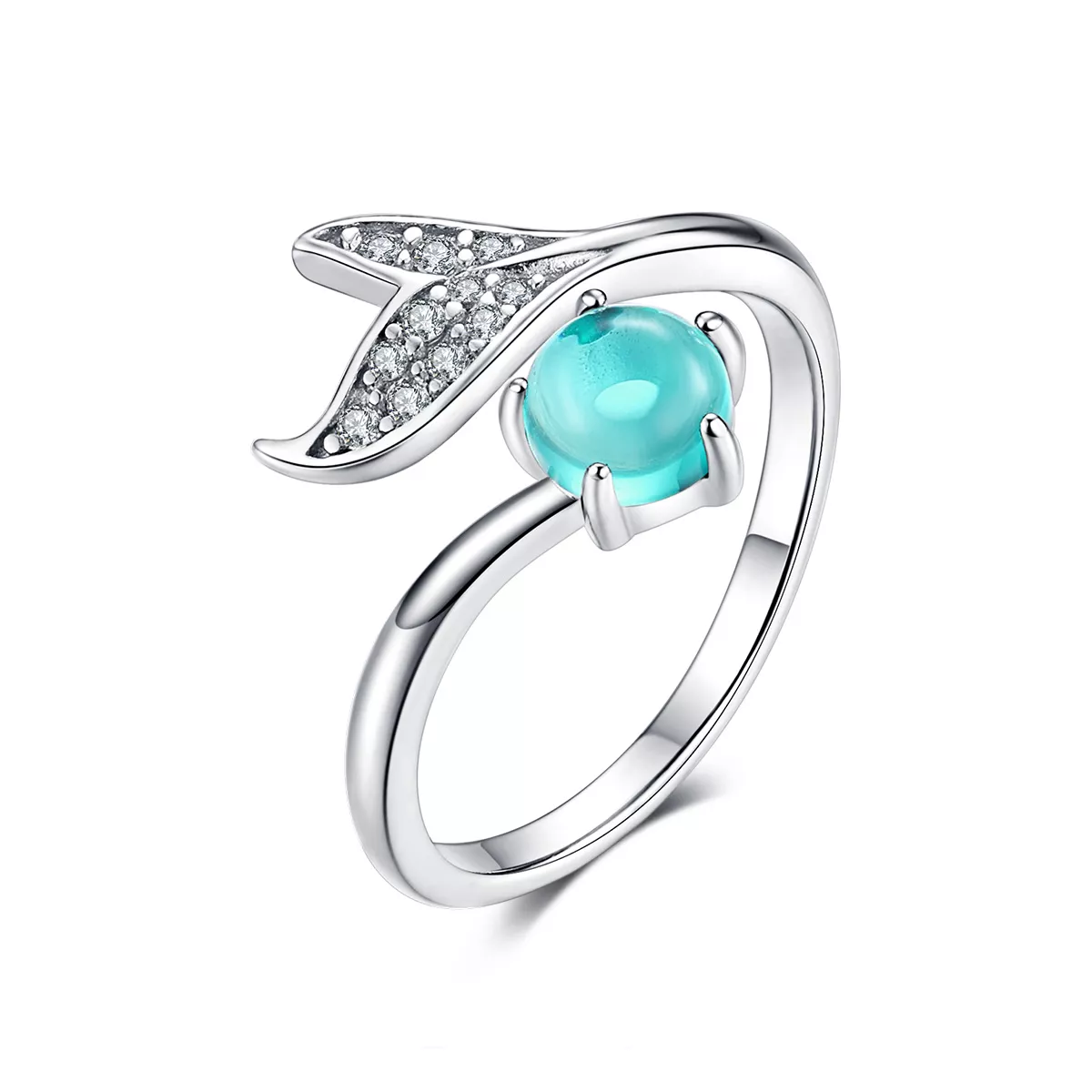 anillo estilo pandora de plata con lágrima de sirena scr515