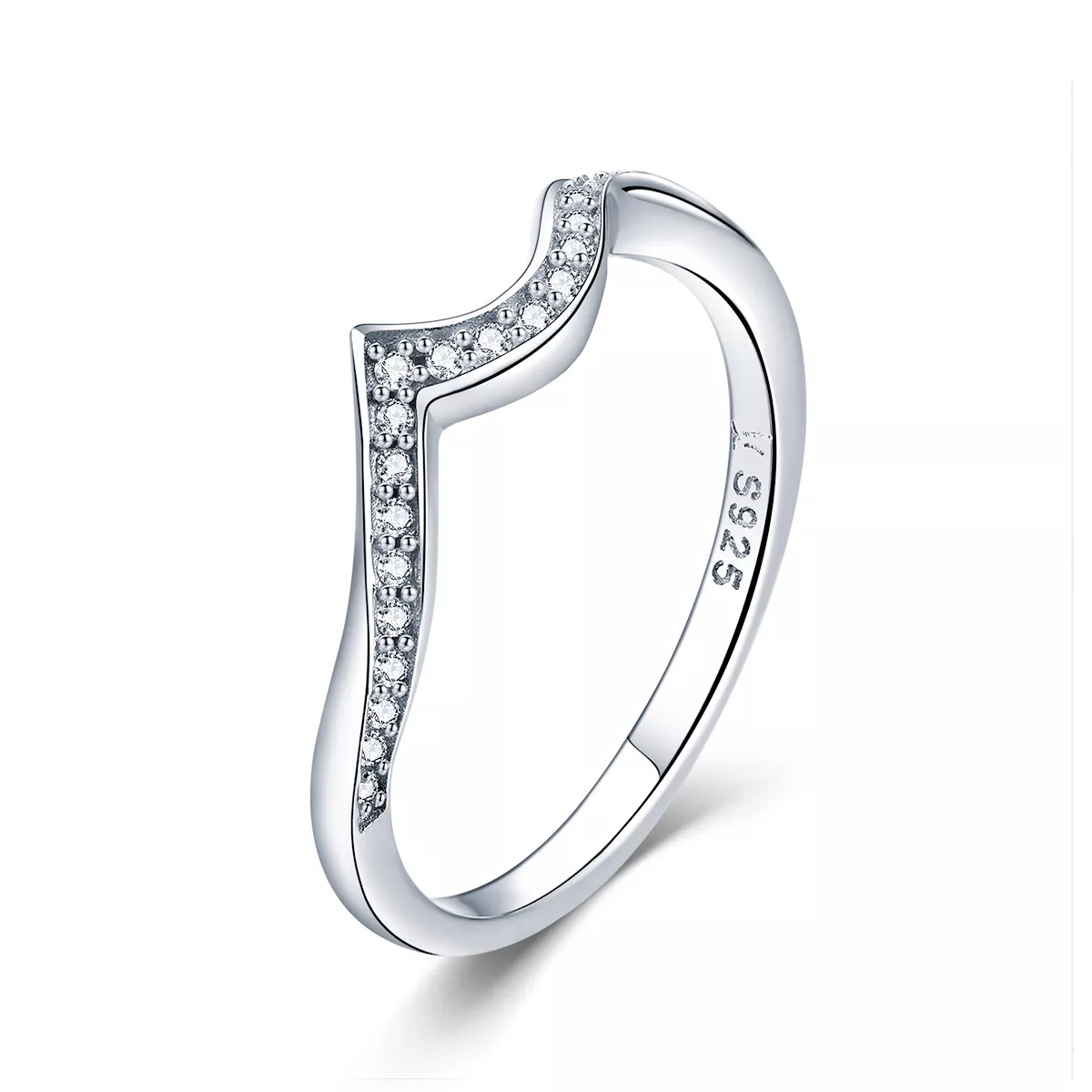 anillo plateado de estilo pandora con forma afilada scr469