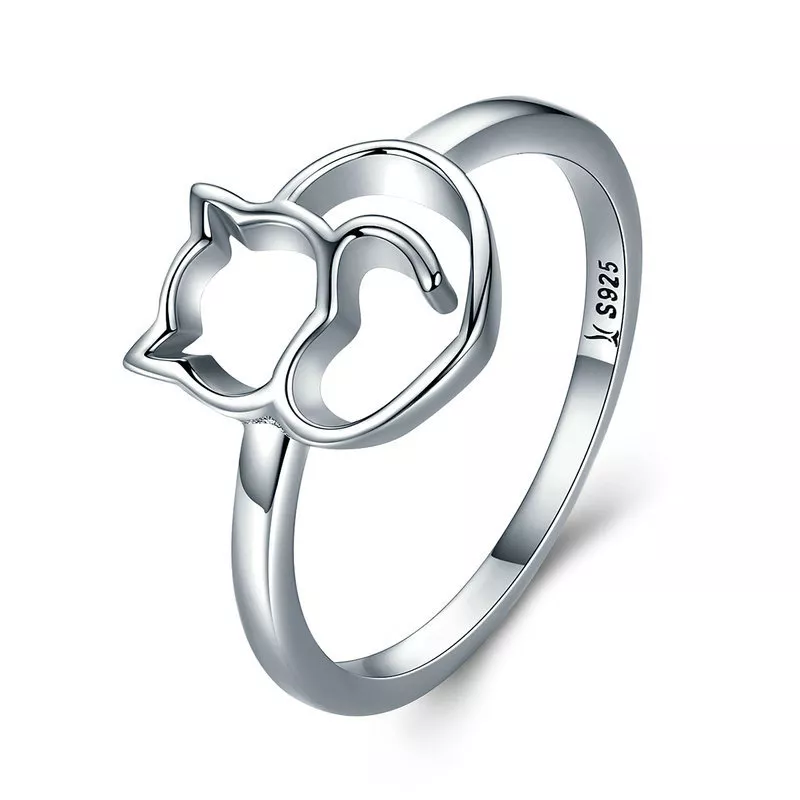 anillo travieso de gatito plateado estilo pandora scr104